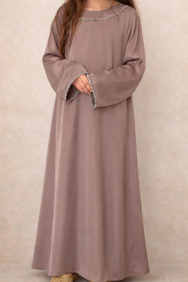 Ela Abaya | Kids | Silk Beige