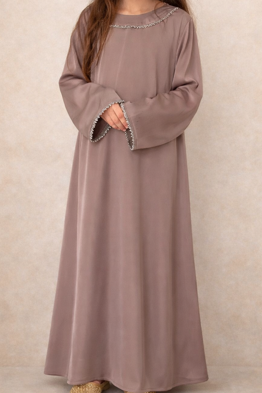 Ela Abaya | Kids | Silk Beige